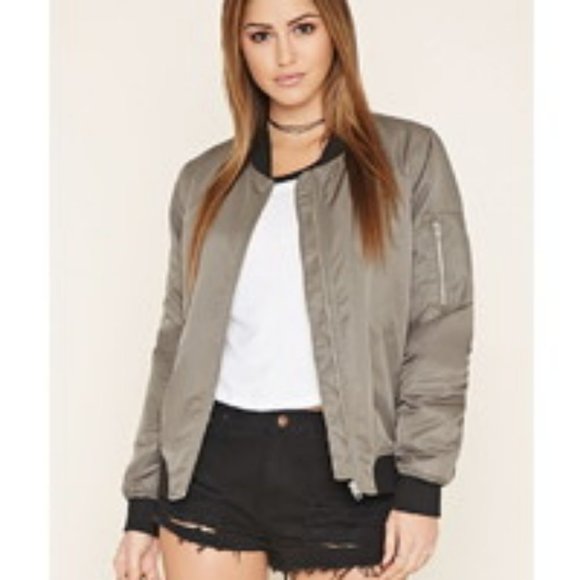 Forever 21 Women's Bomber Jacket, Grey, L - Picture 1 of 9